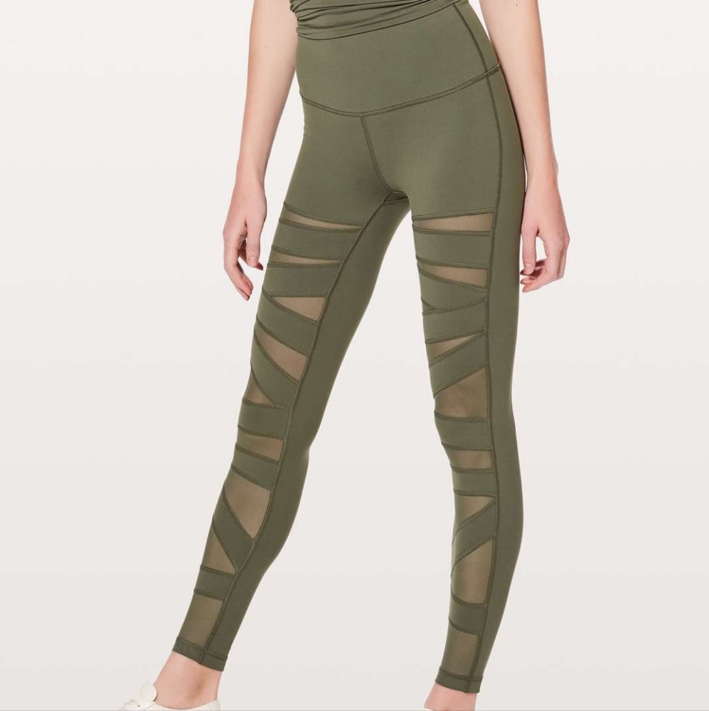 Lululemon Wunder Under Pant (Hi-Rise) *Tech Mesh 28" Sage Size 4